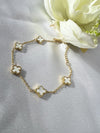 Elegant White Clover Charm Bracelet