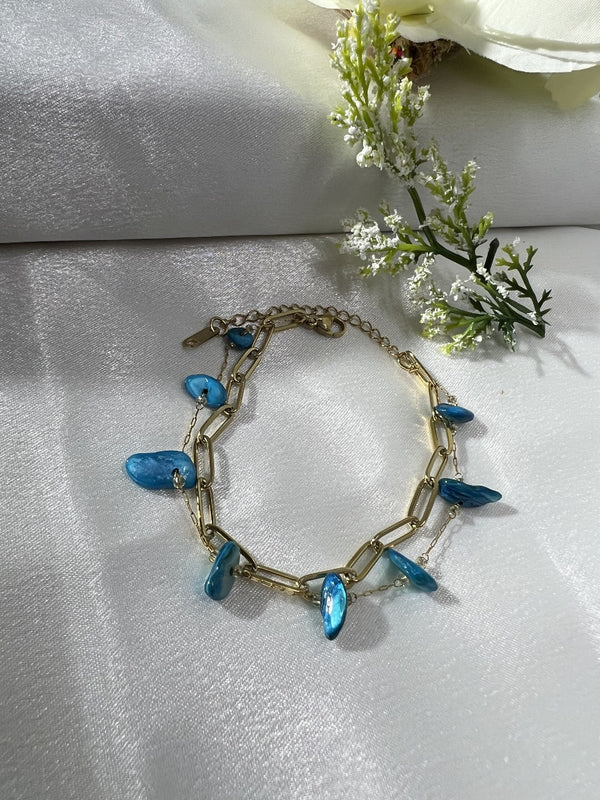 Double Chain Anti Tarnish Charm Bracelet