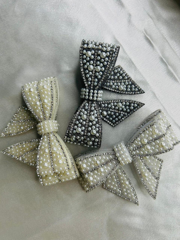 Pearl & Crystal Bow Clip