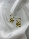 Gold Bow Dangle Hoops