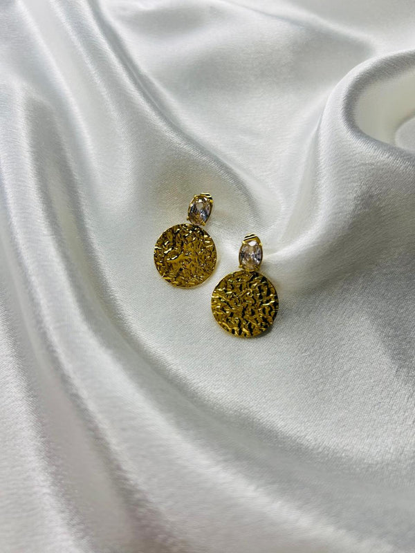 Textured Gold Drop Earrings