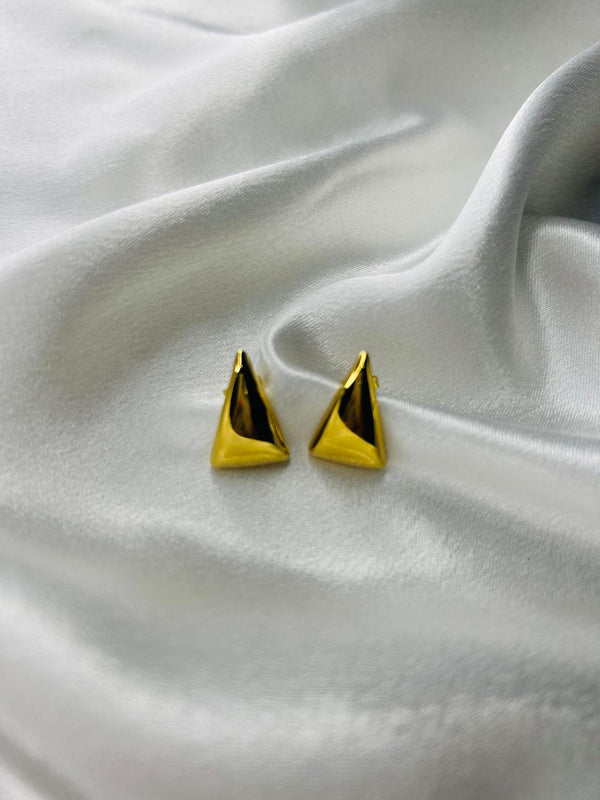 Golden Pyramid Stud Earrings