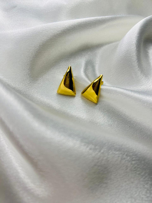 Golden Pyramid Stud Earrings