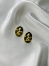 Vintage Pearl Cross Stud Earrings