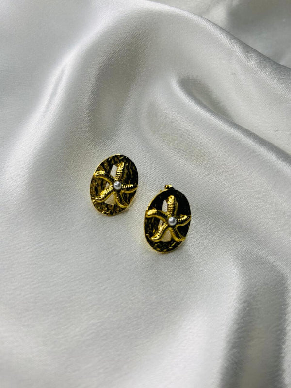 Vintage Pearl Cross Stud Earrings