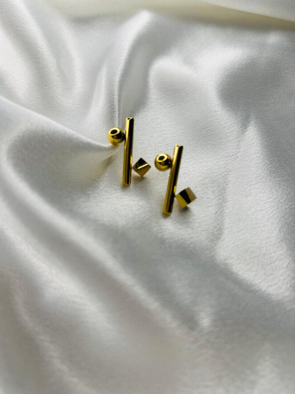 Modern Geo Bar Stud Earrings