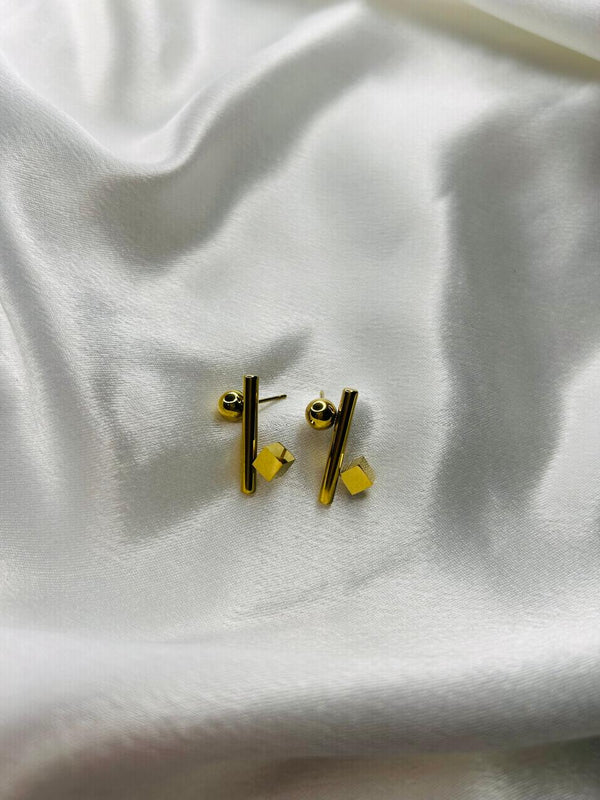 Modern Geo Bar Stud Earrings
