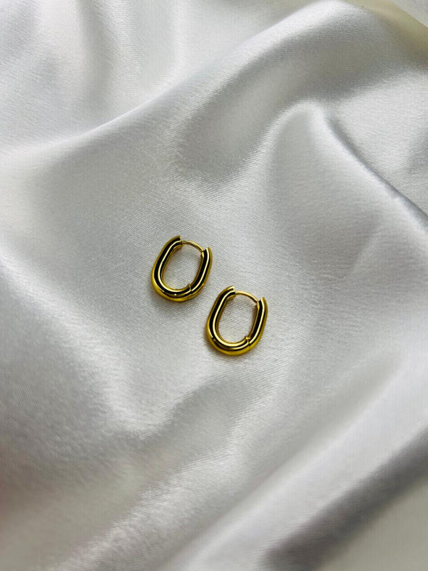 Classic Gold Oval Huggie Earrings