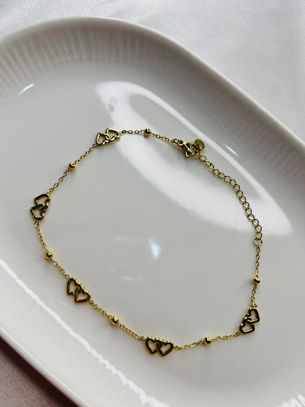 Double Heart Charm Anklet
