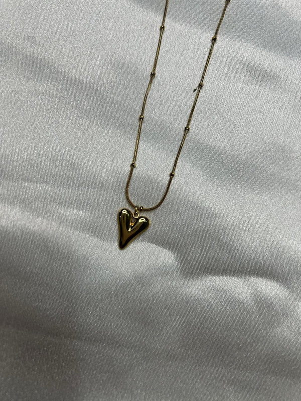 Golden Enamel Heart Charm Necklace