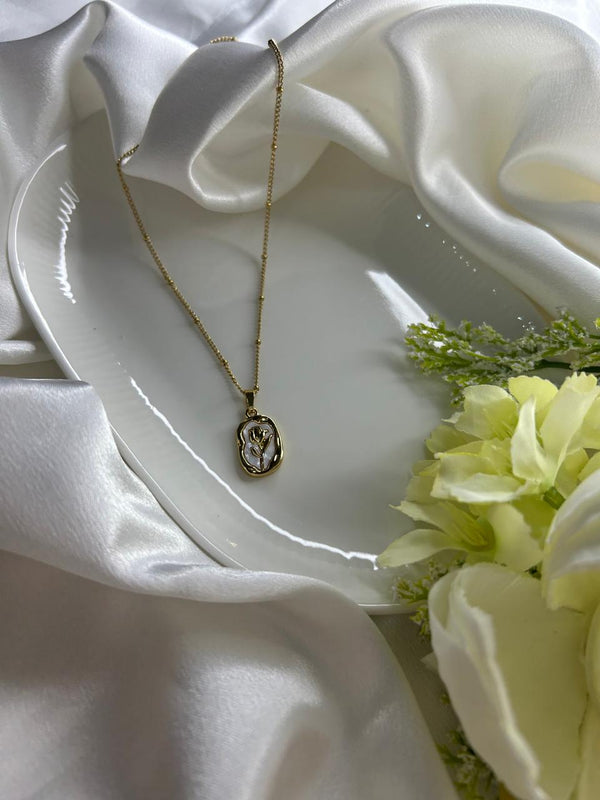 Golden Floral Emblem Necklace