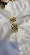 Golden Pearl Scroll Cuff Bracelet