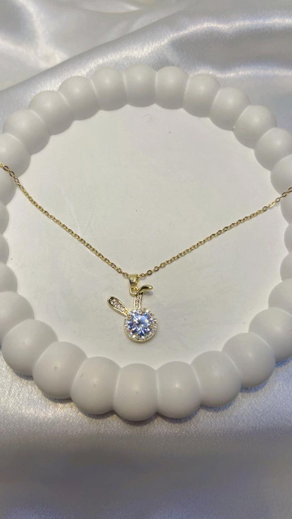 Ivory Glow Beaded Bracelet with Sparkling Bunny Charm