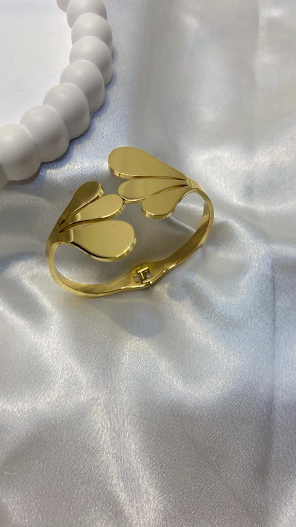 Golden Leaf Petal Cuff Bracelet