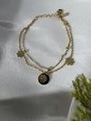 Double-Layer Floral Charm Bracelet