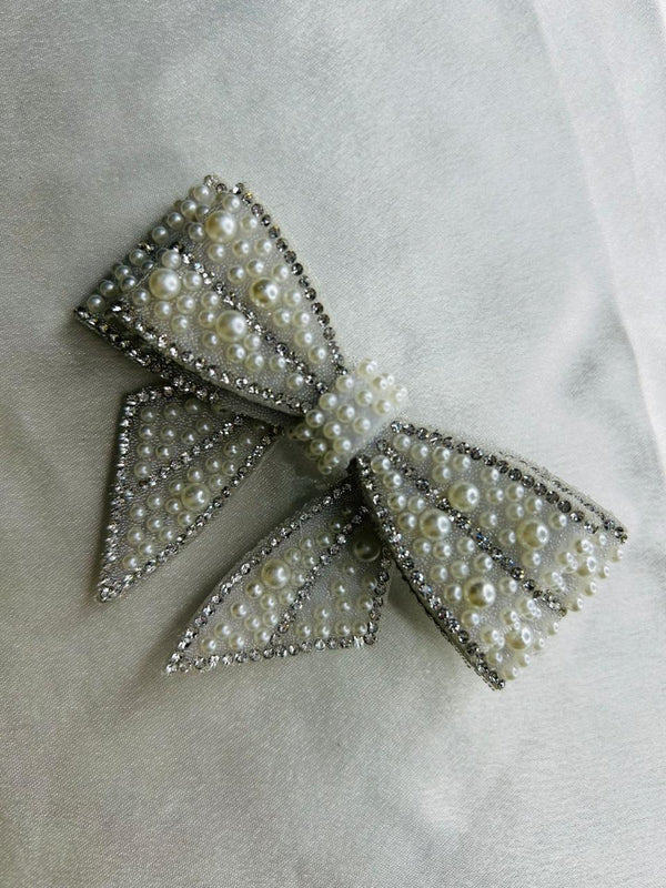Pearl & Crystal Bow Clip