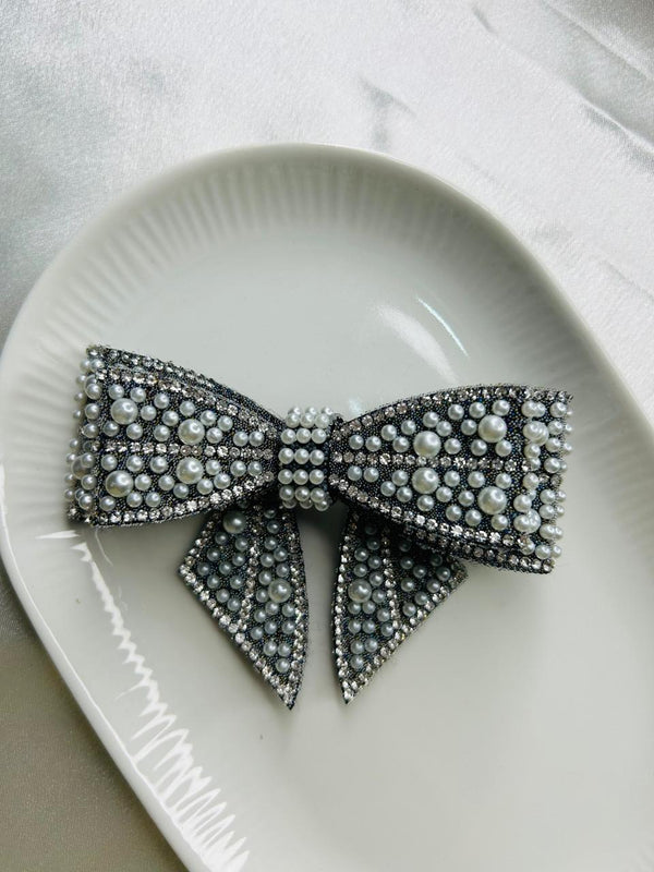 Pearl & Crystal Bow Clip