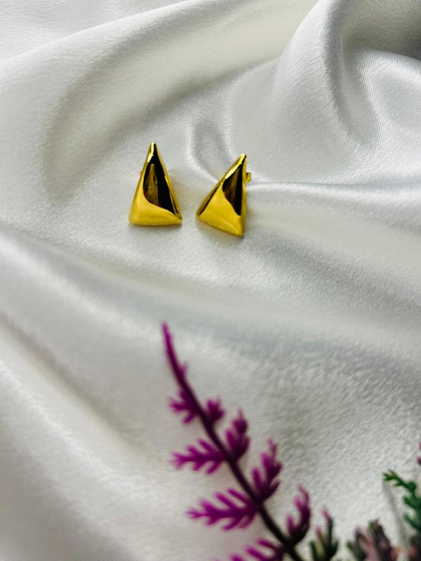 Golden Pyramid Stud Earrings