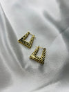 Golden Textured Geo Hoops
