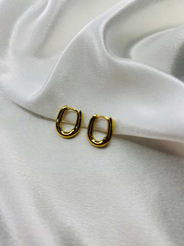 Classic Gold Oval Huggie Earrings