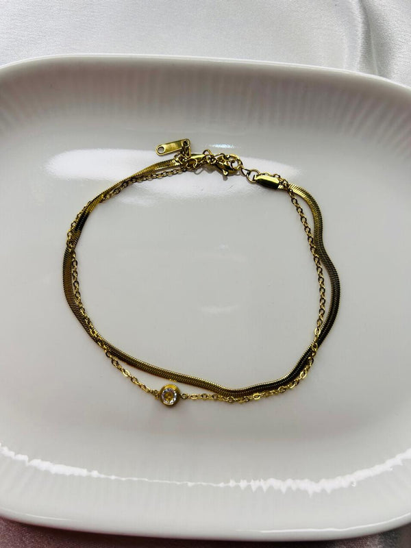 Golden Shine Layered Anklet
