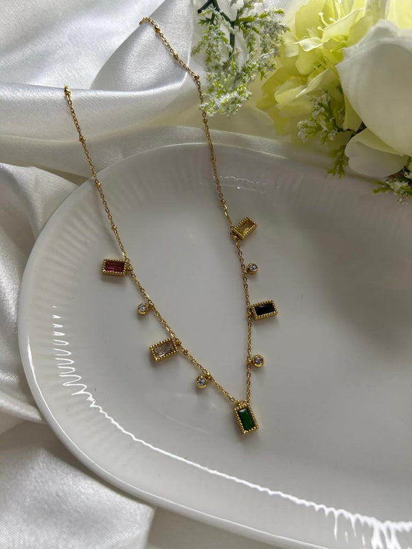 Multi-Gem Charm Necklace