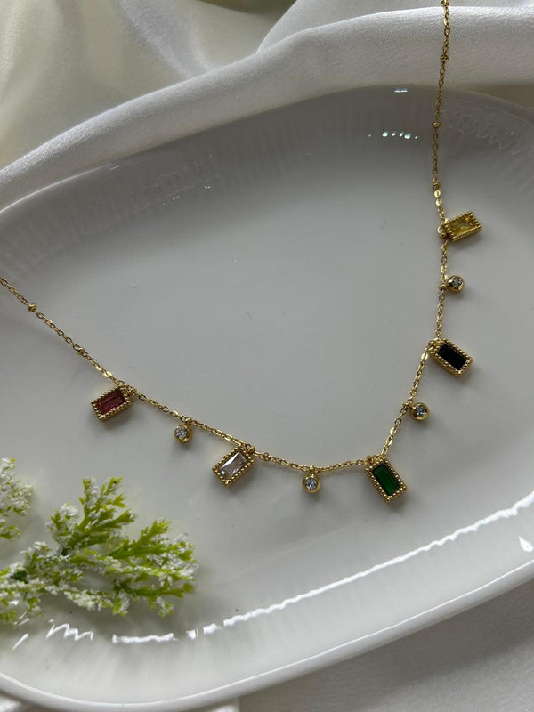 Multi-Gem Charm Necklace