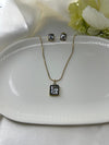 Elegant Crystal Rectangle Pendant Set