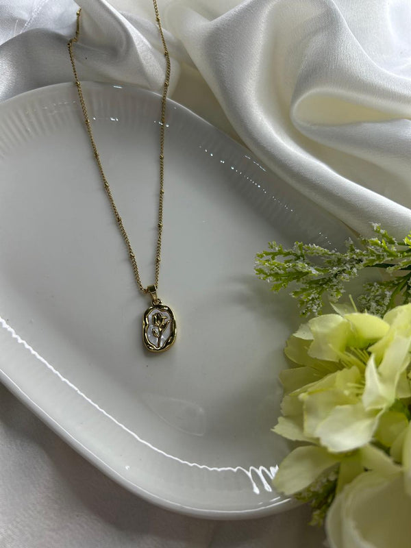 Golden Floral Emblem Necklace