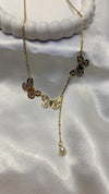 Golden Butterfly Pearl Drop Necklace
