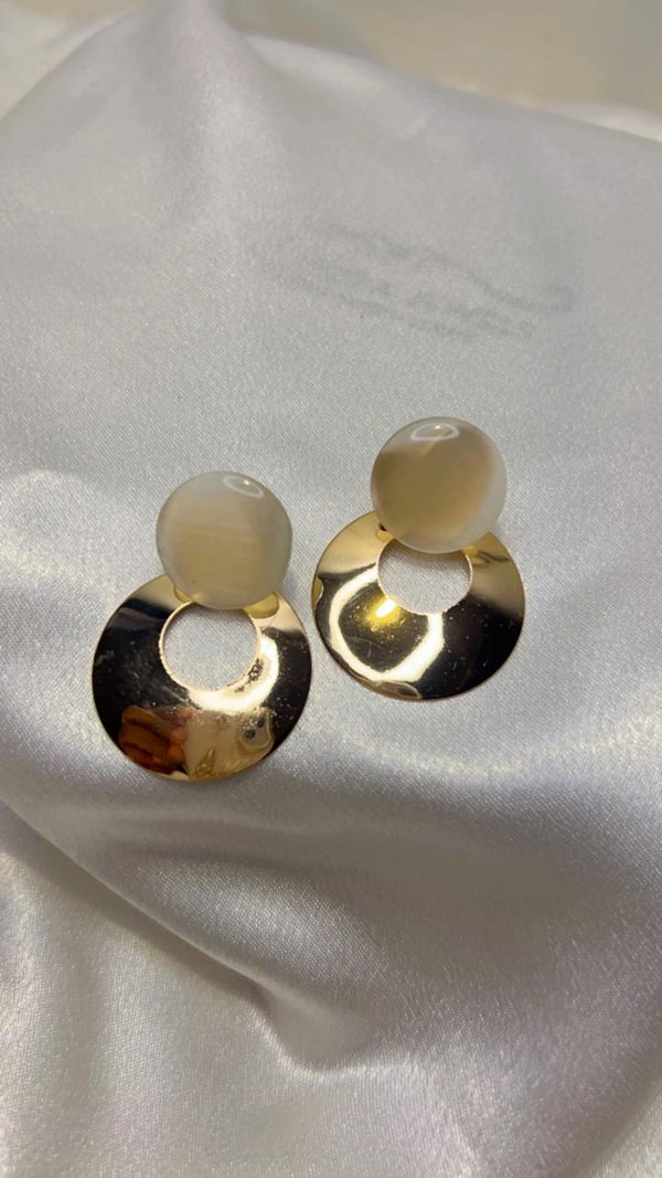 Pearl Touch Gold Disc Earrings