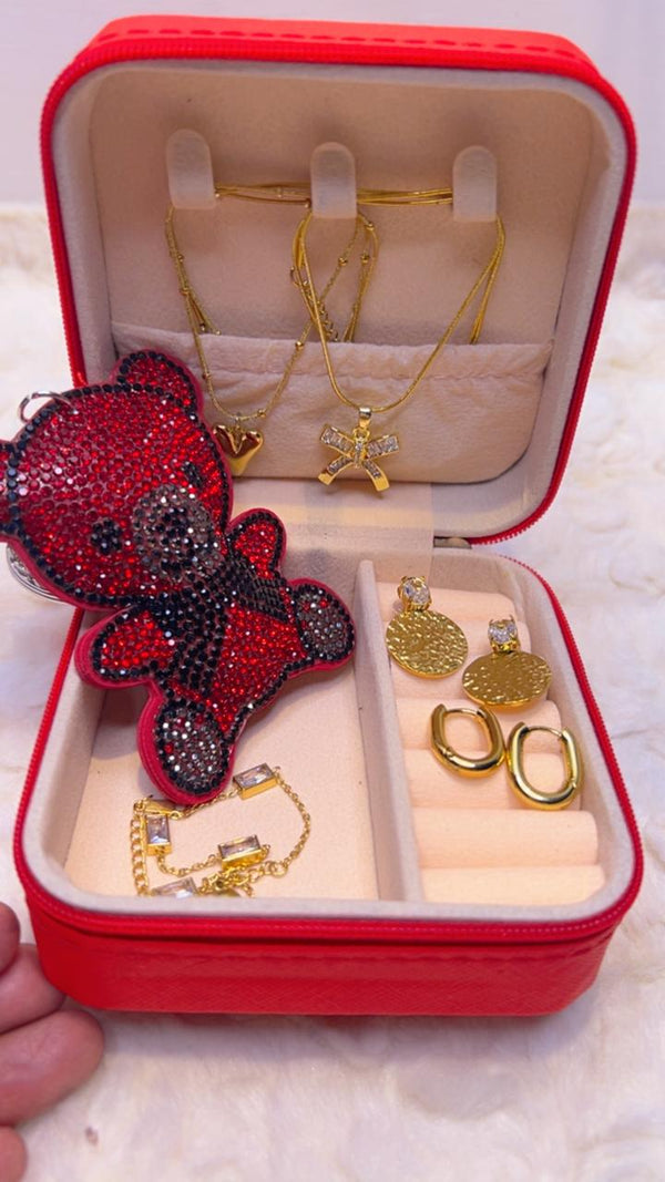 Luxury Red JewelleryBox with Free jewellery organizer
