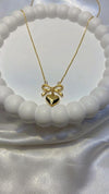 Anti-Tarnish Bow Heart Charm Necklace