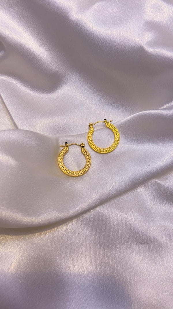 Anti-Tarnish Greek Key Hoop Earrings