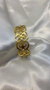 Golden Pearl Scroll Cuff Bracelet