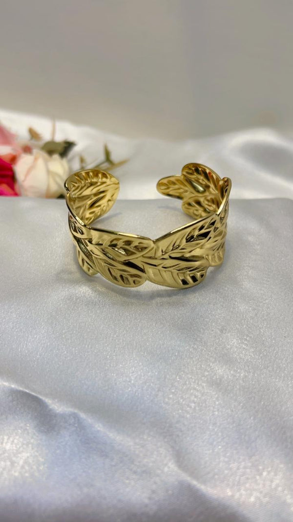 Golden Leaf Wrap Cuff Bracelet