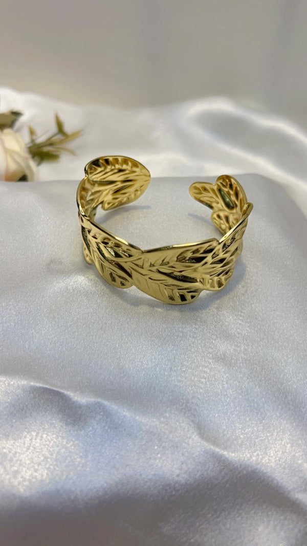 Golden Leaf Wrap Cuff Bracelet